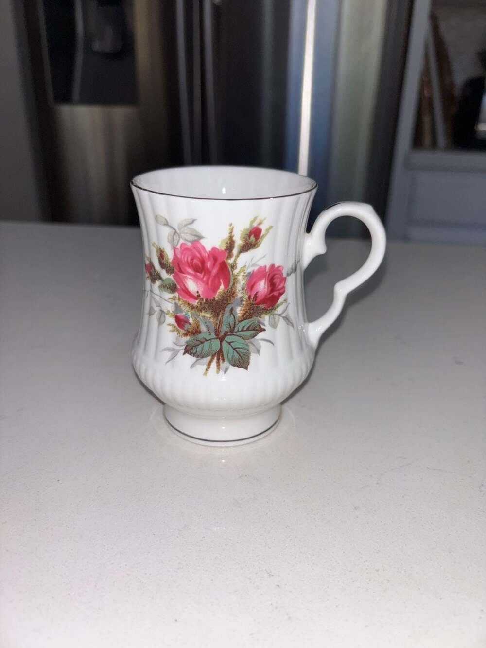Hammersley Bone China Floral Rose Pattern Footed Mug Made in England